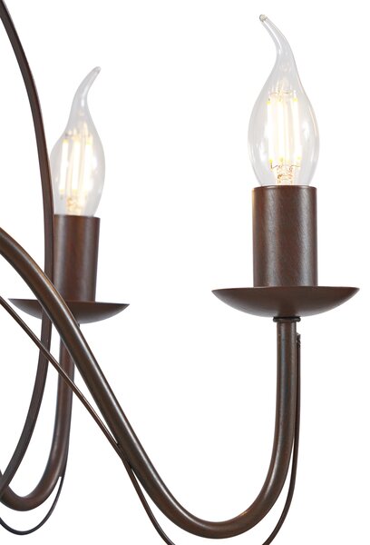 Lampadario classico marrone ruggine a 8 luci - Giuseppe