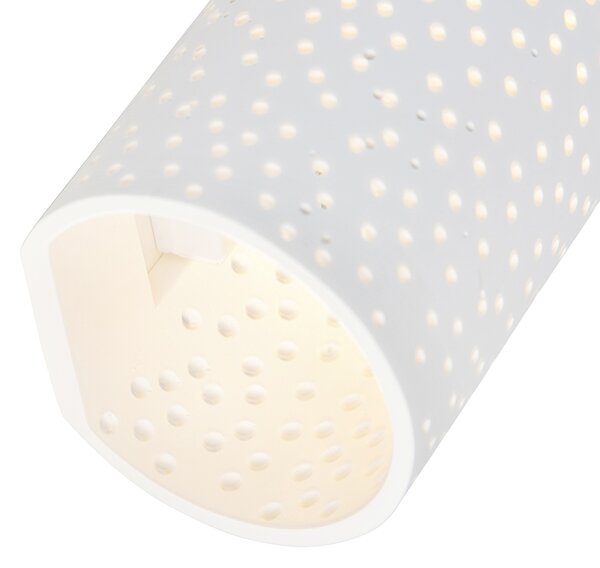 Lampada da parete vintage in gesso bianco a forma di cilindro - Mahou