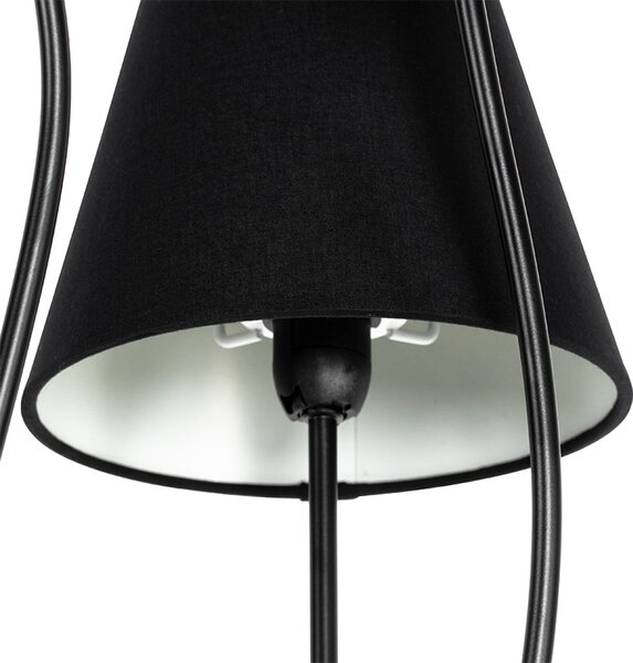 Lampada da terra di design nera con paralumi in tessuto 5 luci - Melis