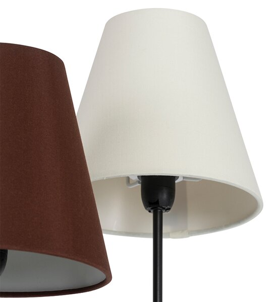 Lampada da terra di design nera con paralumi in tessuto 5 luci - Melis