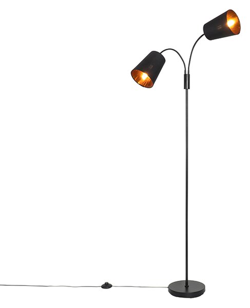 Lampada da terra moderna nera 2 luci - Carmen