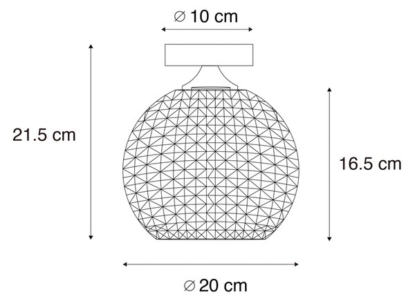 Plafoniera Art Déco nera con vetro fumé - Sphere