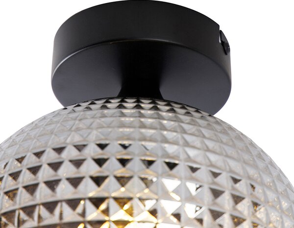 Plafoniera Art Déco nera con vetro fumé - Sphere