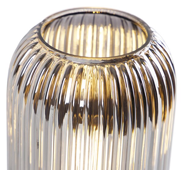 Lampada da tavolo Art Déco nera con vetro fumé - Banci