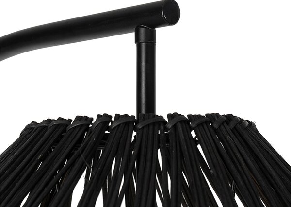 Lampada da terra rustica nera con rattan - Sam