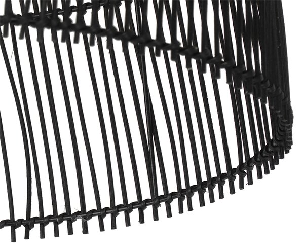 Lampada da terra rustica nera con rattan - Sam