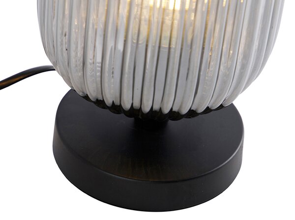 Lampada da tavolo Art Déco nera con vetro fumé - Banci
