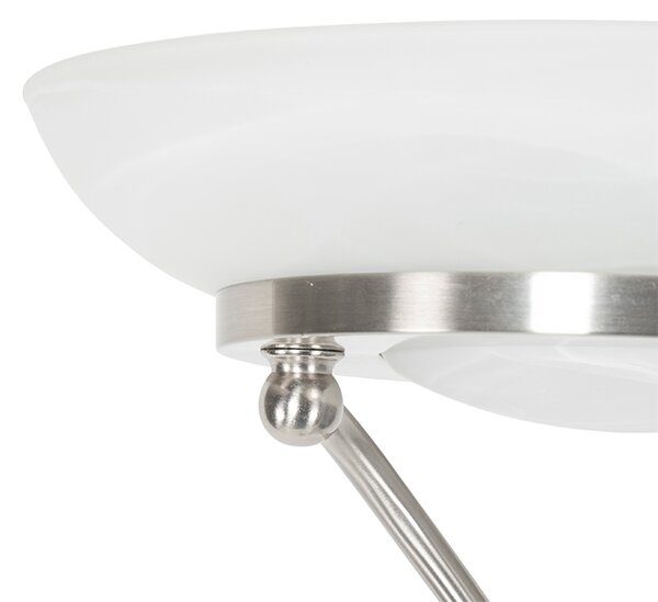Lampada da terra in acciaio con LED, dimmer e lampada da lettura - Empoli