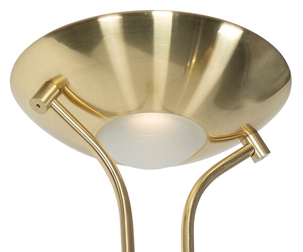 Lampada da terra moderna in ottone con lampada da lettura inclusa LED Dim to Warm - Diva