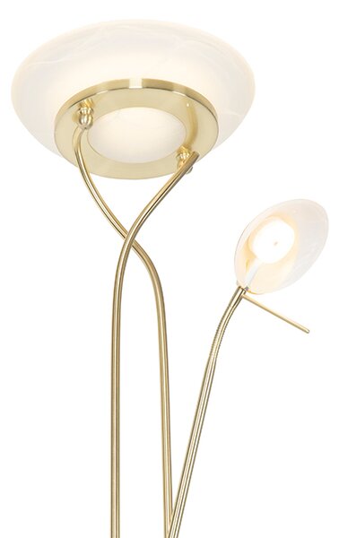 Lampada da terra ottone con LED e dimmer con lampada da lettura - Empoli