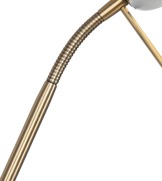 Lampada da terra moderna bronzo con lampada da lettura incl. LED dimmerabile a luce calda - Diva