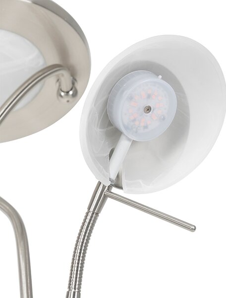 Lampada da terra in acciaio con LED, dimmer e lampada da lettura - Empoli