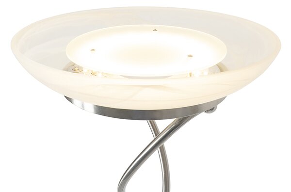 Lampada da terra in acciaio con LED, dimmer e lampada da lettura - Empoli