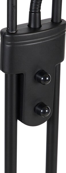 Lampada da terra nera con LED e dimmer con lampada da lettura Dim to Warm - Empoli