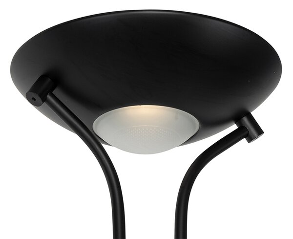 Lampada da terra moderna nera con lampada da lettura incl. LED dimmerabile con luce calda - Diva
