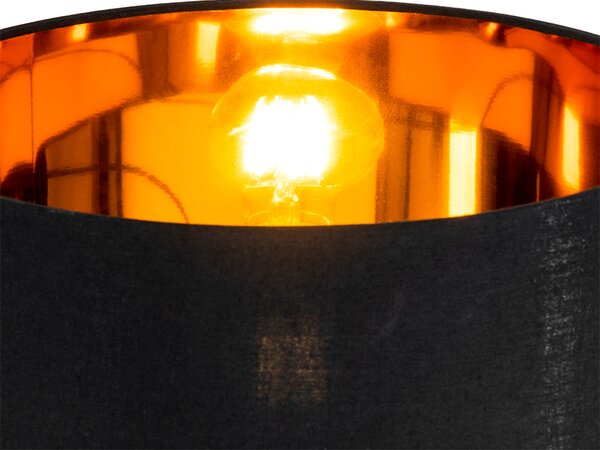 Lampada da terra moderna nera con oro rotondo - VT