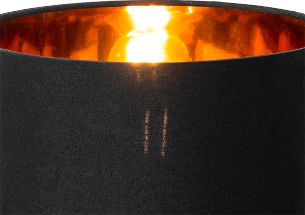 Lampada da tavolo moderna con paralume in tessuto nero e oro - VT 1
