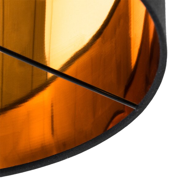 Lampada da terra moderna nera con oro rotondo - VT
