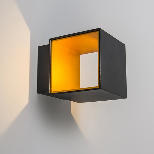 Applique da parete di design nero/oro con LED - Caja