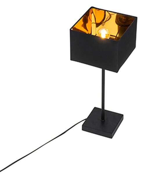 Lampada da tavolo moderna con paralume in tessuto nero con oro - VT 1