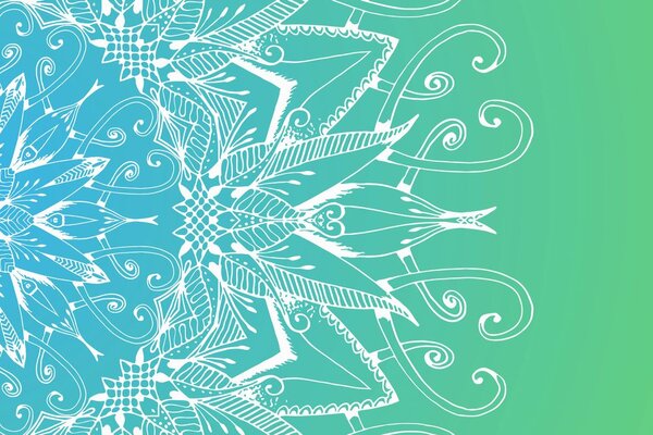 Quadro su tela – Mandala bianco su sfondo verde acqua