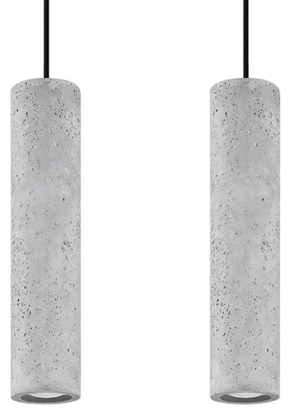 Lampada a sospensione LUVO 2 2xGU10 10W calcestruzzo 90x6x30cm Sollux Lighting