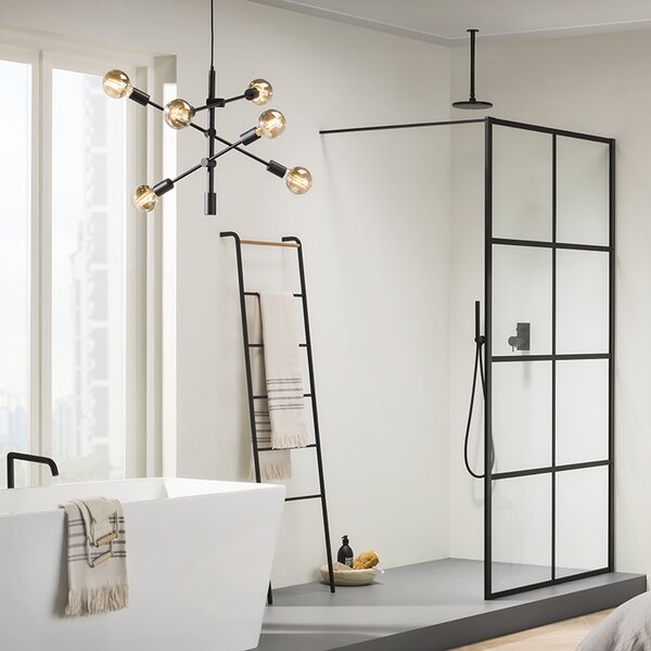 Lampada a sospensione industriale nera 6 luci - Sydney