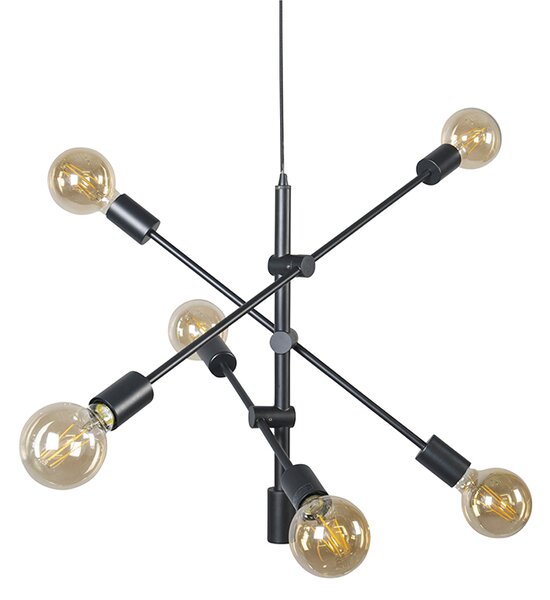 Lampada a sospensione industriale nera 6 luci - Sydney