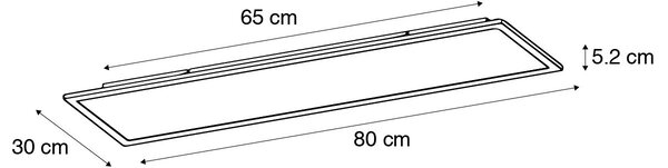 Plafoniera nera da 80 cm incl. LED con telecomando - Live