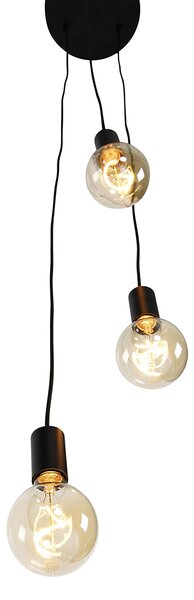 Lampada a sospensione industriale nera 3 luci - Facil