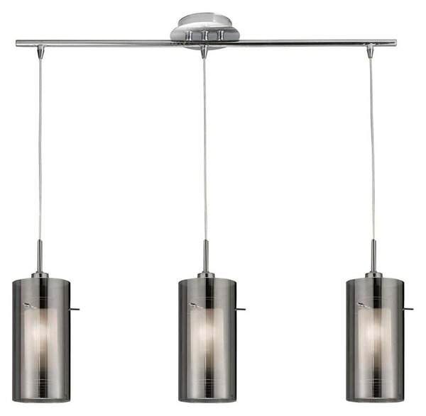 Lampadario Contemporaneo Duo 2 Acciaio Cromo Vetro 3 Luci E14