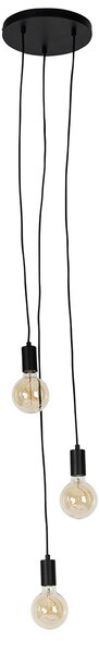 Lampada a sospensione industriale nera 3 luci - Facil