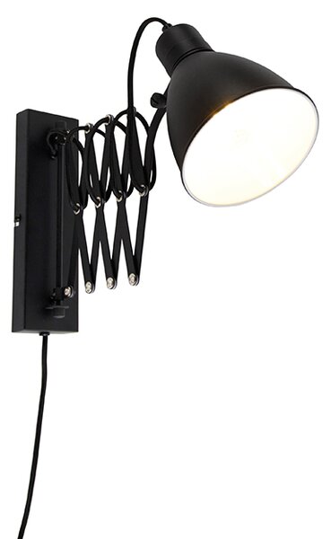 Lampada da parete industriale nera con braccio regolabile - Merle