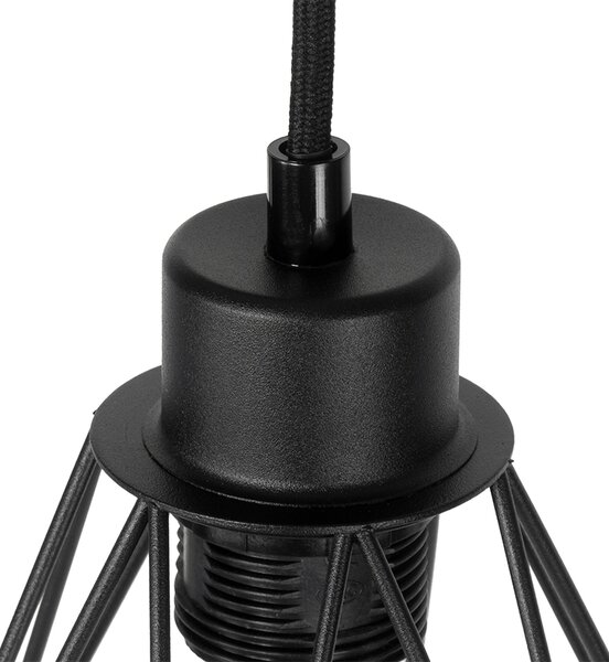 Lampada da terra rustica nera con legno 2 luci - Chon