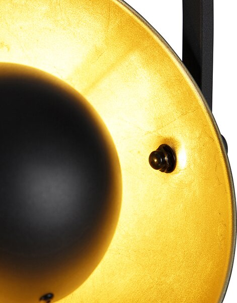 Lampada da terra industriale nera con oro 3 luci - Magnax