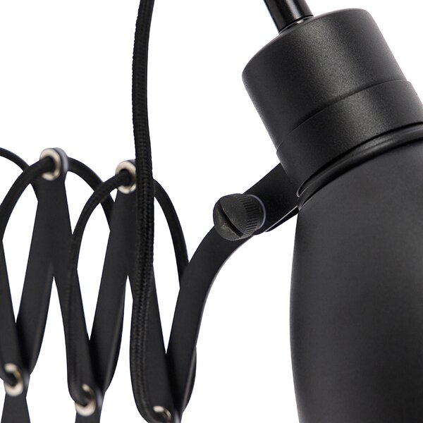 Lampada da parete industriale nera con braccio regolabile - Merle