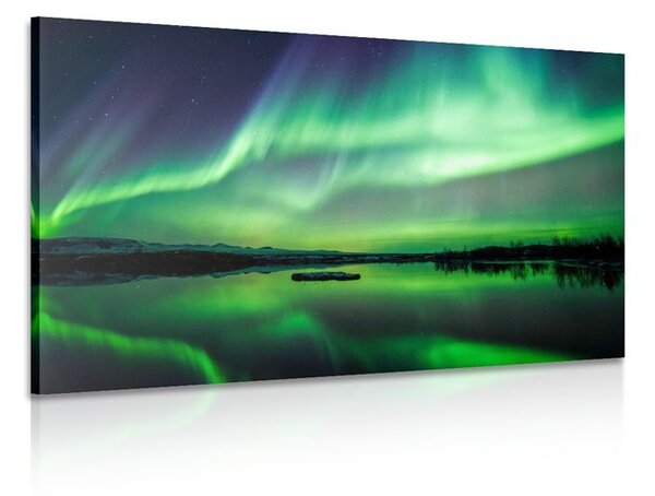 Stampa su tela – Aurora boreale verde