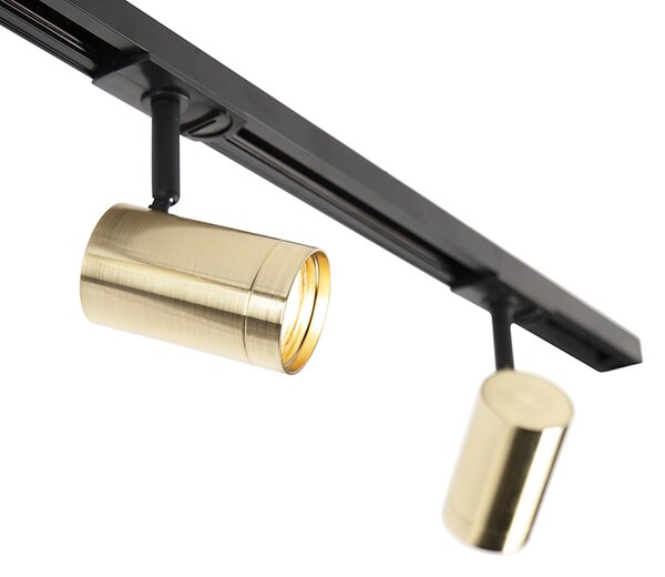 Sistema di illuminazione a binario moderno con 3 faretti oro 1 fase - Iconic Jeana