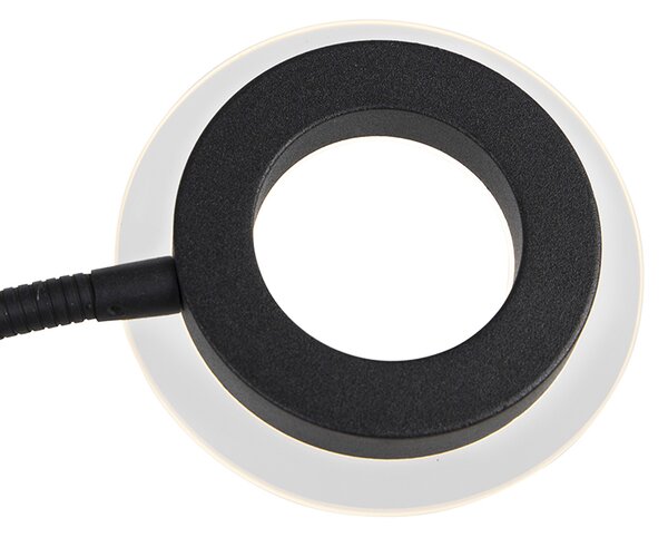 Lampada da terra moderna nera con LED e braccio di lettura - Divine