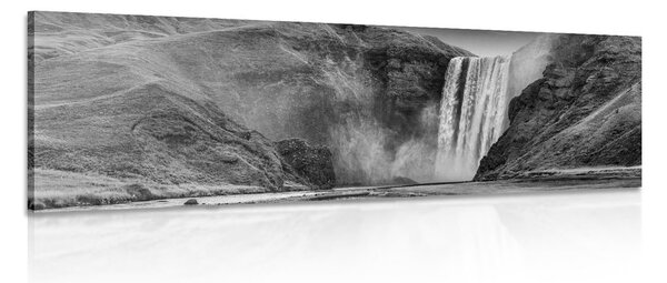 Stampa su tela – Cascata iconica in Islanda in bianco e nero