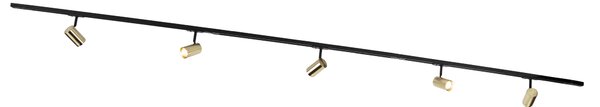 Sistema di illuminazione a binario moderno con 5 faretti oro 1 fase - Iconic Jeana