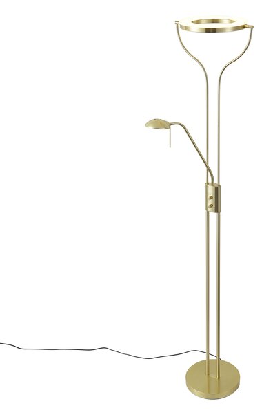 Lampada da terra moderna oro con braccio da lettura incl. LED e dimmer - Divo
