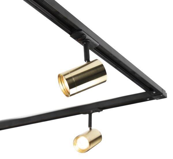 Sistema di illuminazione a binario moderno con 5 faretti oro 1 fase - Iconic Jeana
