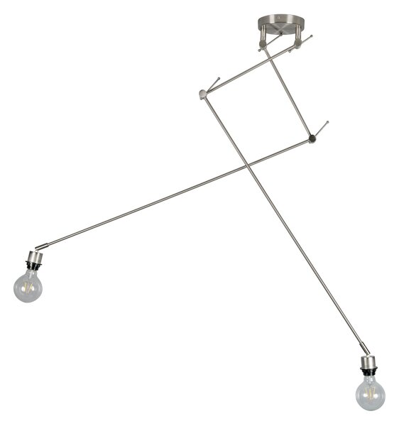 Lampada a sospensione moderna in acciaio senza paralume 2 luci - Blitz