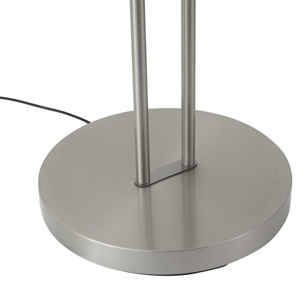 Lampada da terra moderna in acciaio con braccio di lettura con LED e dimmer - Divo