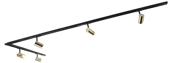 Sistema di illuminazione a binario moderno con 5 faretti oro 1 fase - Iconic Jeana