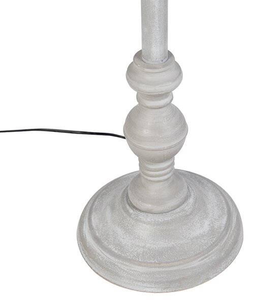 Lampada da terra rustica grigia con paralume in lino nero - Classico