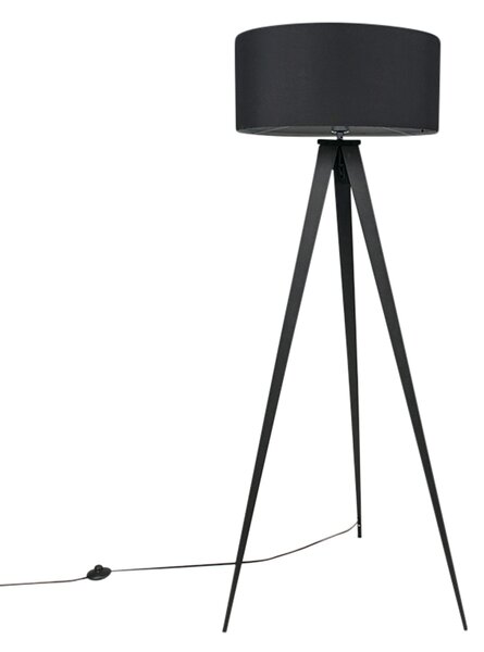 Lampada da terra moderna nera con paralume nero - Ilse