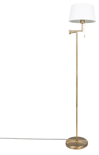 Lampada da terra classica in bronzo con paralume bianco regolabile - Ladas Fix