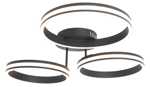 Plafoniera nera con LED dimmerabile a 3 livelli 3 luci - Navara